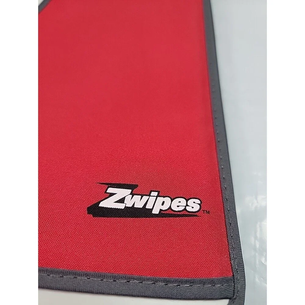 Mead Zwipes 3 Ring Zipper Binder Red Gray Organizer Portfolio With Folders Pen